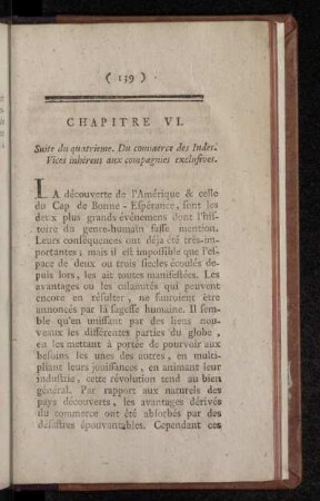 Chapitre VI. Suite du quatrieme. Du commerce des Indes. Vices inhérens aux compagnies exclusives.