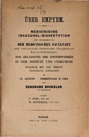 Über Empyem : Medicinische Inaugural-Dissertation