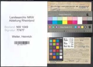 Entnazifizierung Heinrich Weiler , geb. 12.02.1892 (Kammermusiker)