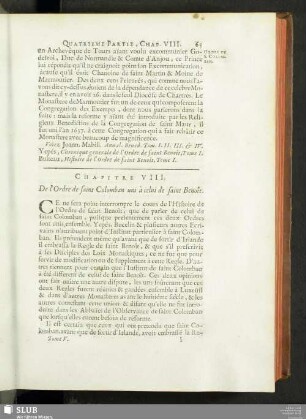 Chapitre VIII. De l'Ordre de saint Colomban uni à celui de saint Benoît