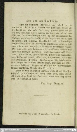 Zur gütigen Beachtung
