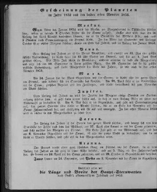Die Länge und Breite der Haupt-Sternwarten nach Enctes astronomischen Jahrbuch auf 1853.