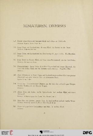 Miniaturen, Diverses (Nr. 358-389)