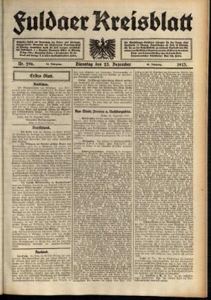 Erste Ausgabe vom Dienstag, den 23. Dezember 1913.