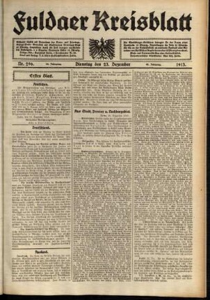 Erste Ausgabe vom Dienstag, den 23. Dezember 1913.
