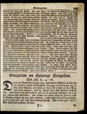 Evangelium am Sonntage Sexagesimä. Text. Luc. 8, 4-16.