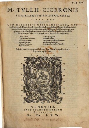 Familiarum epistolarum libri XVI