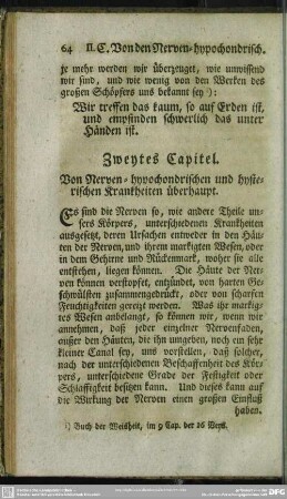 Zweytes Capitel. Von Nerven-hypochondrischen und hysterischen Krankheiten überhaupt