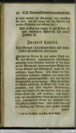 Zweytes Capitel. Von Nerven-hypochondrischen und hysterischen Krankheiten überhaupt