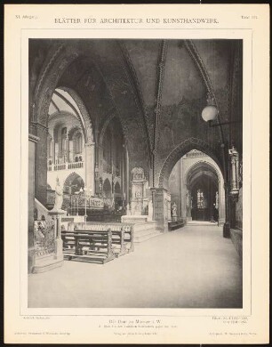 St. Paulus-Dom, Münster: Innenansicht Chor (aus: Blätter für Architektur und Kunsthandwerk, 11. Jg., 1898, Tafel 117)