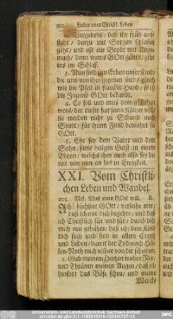 XXI. Vom Christlichen Leben und Wandel.