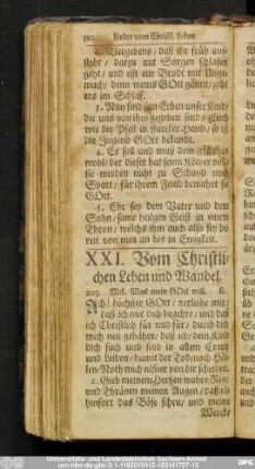 XXI. Vom Christlichen Leben und Wandel.