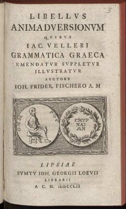 [Specimen Tertium]: Libellus animadversionum. [Specimen Tertium]