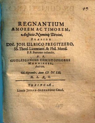 Regnantium amorem ac timorem