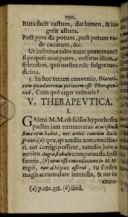 V. Therapeutica.