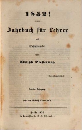 Jahrbuch für Lehrer und Schulfreunde. 2. 1852