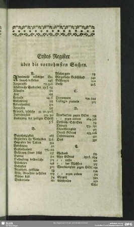 Erstes Register über die vornehmsten Sachen