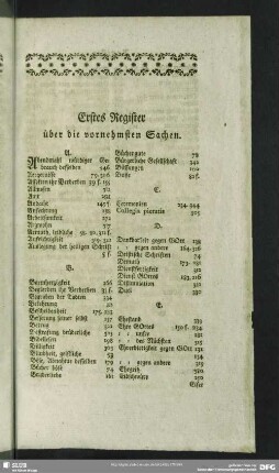 Erstes Register über die vornehmsten Sachen