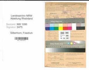 Entnazifizierung Friedrich Silberhorn , geb. 15.03.1893 (Angestellter)
