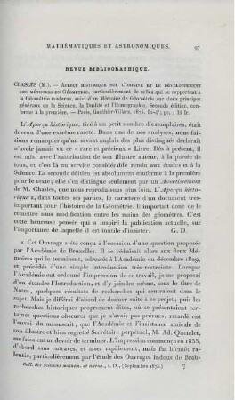 Revue Bibliographique.