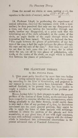 The planetary theory.