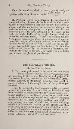 The planetary theory.