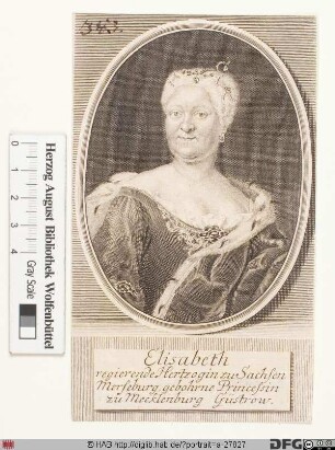 Bildnis Elisabeth, Herzogin zu Sachsen-Merseburg (in Spremberg), geb. Prinzessin zu Mecklenburg-Güstrow