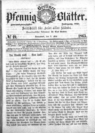 No. 19, Sonnabend, den 6. Mai