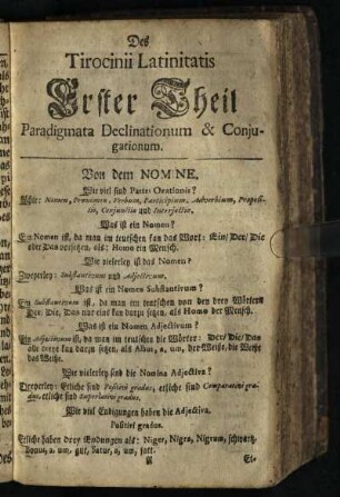 Erster Theil: Paradigmata Declinatiotium & Conjugationum