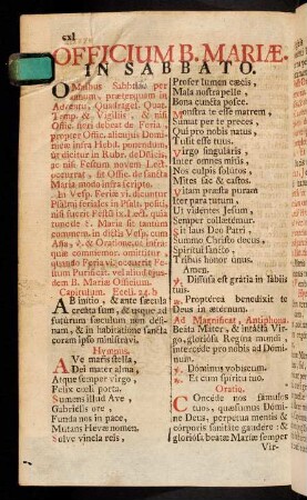 cxl-clxiv, Officium B. Mariæ. In Sabbato.