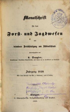 Monatschrift für das Forst- und Jagdwesen, 1859