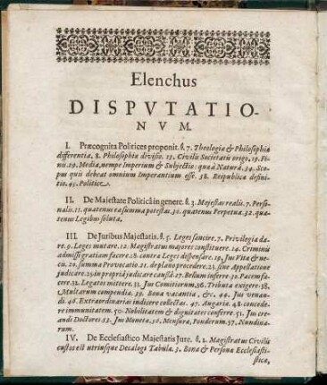 Elenchus Disputationum.