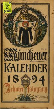 Münchener Kalender. 1894 = Jg. 10