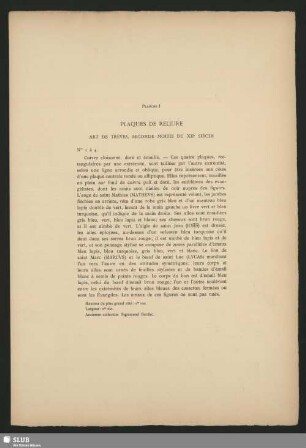 Planche I Plaques De Reliure Art De Trèves, Seconde Moitié Du XIIe Sience