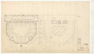 Zentralbibliothek der Landbauwissenschaft, Bonn Neubau: Grundrisse, 2. OG, Dachaufbau, 1:100