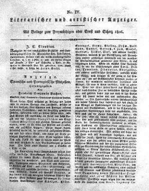 Literarischer und artistischer Anzeiger, No. IV.