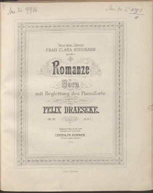 Romanze für Horn mit Begleitung des Pianoforte, op. 32