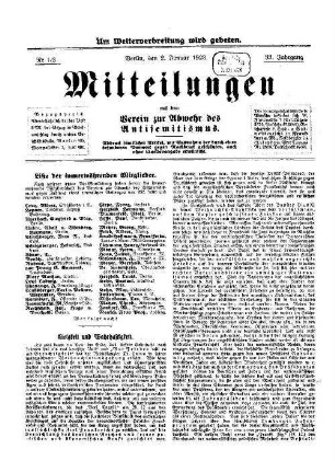 Mitteilungen aus dem Verein zur Abwehr des Antisemitismus. 33. 1923