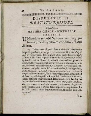 Disputatio III. De Statu Reipubl.