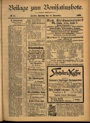 Zweite Ausgabe vom Sonntag, den 19. November 1899.