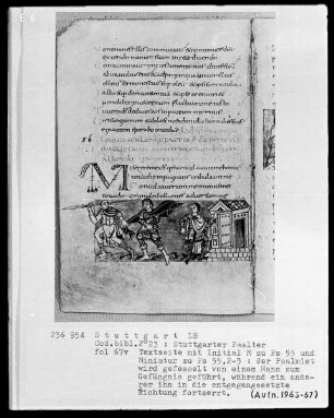 Der Stuttgarter Bibelpsalter — Gefangennahme Davids in Gath, Folio 67verso