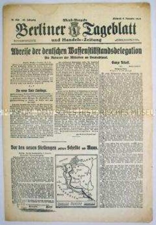 "Berliner Tageblatt" zur Abreise der deutschen Delegation zu den Waffenstillstandsverhandlungen