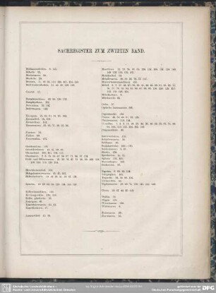 Sachregister zum zweiten Band