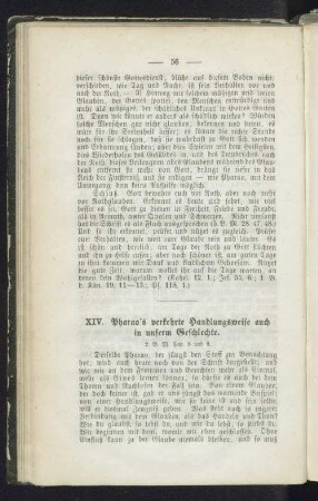 XIV. Pharao's verkehrte Handlungsweise auch in unserm Geschlechte.
