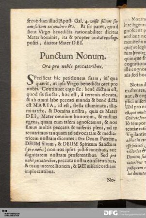 Punctum Nonum. Ora pro nobis peccatoribus.