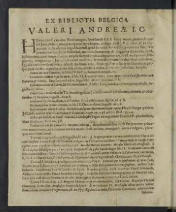 Ex biblioth. Belgica Valeri Andreae I.C.
