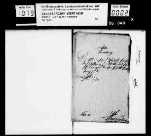 Verhandlungen zwischen den Grafen von Löwenstein-Wertheim und Manderscheid-Kail über die Grafschaft Virneburg, besonders aber über den Anteil der Grafen von Manderscheid-Kail an den abgelösten Forderungen der Herren von Metternich auf die Grafschaft Virneburg.
