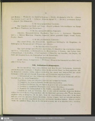 VII. Aufnahmebedingungen