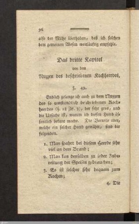Das dritte Kapitel: von dem Nuzzen des beschriebenen Kochheerdes.