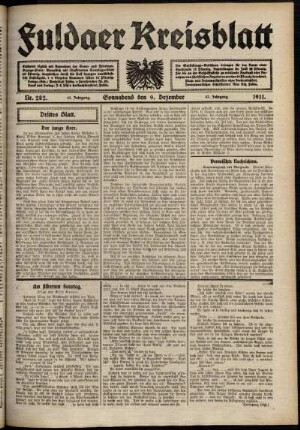 Dritte Ausgabe vom Samstag, den 09. Dezember 1911.